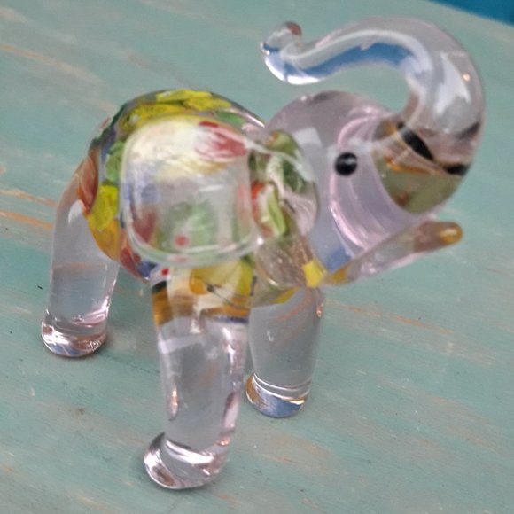 Murano Glass Elephant Millefiore Multi Colored Blown Glass Handmade Figurine - Picture 9 of 16